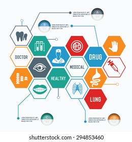 Medical and healthy concept,Line chart  info graphic design,clean vector