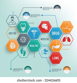 Medical and healthy concept,Line chart info graphic design,clean vector