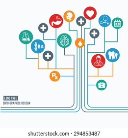 Medical and healthy concept,Line tree info graphic design,clean vector