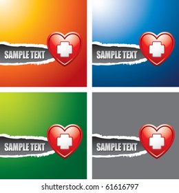 medical heart and cross colored ripped banners