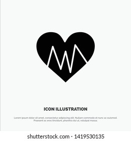 Medical, Heart, Heartbeat, Pulse solid Glyph Icon vector