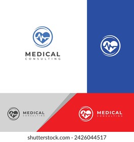 Medical heart Logo design vector template. Heartbeat logo.