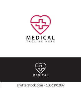 medical heart logo template design vector