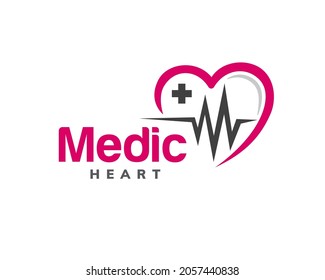 medical heart love pulse health logo template illustration