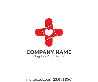 Medical Heart Plus Logo Concept sign icon symbol Element Design. Love, Cross, Hospital, Clinic, Health Care Logotype. Vector illustration logo template 