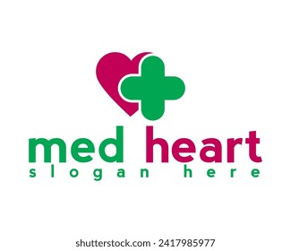 medical heart plus and love iconfull color logo design template