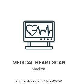 Medical heart scan outline vector icon. Thin line black medical heart scan icon, flat vector simple element illustration from editable medical concept isolated stroke on white background