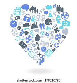 Medical Heart Shape Icon Set 