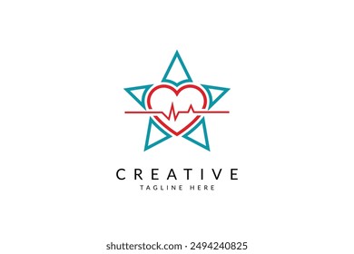 Medical heart shape logo design.