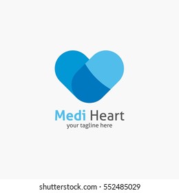 Medical Heart Shape Logo design vector template. Corporate branding identity. Flat design