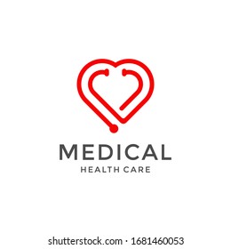 Medical Heart Stethoscope Icon Logo Vector Illustrations