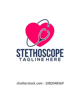 medical heart stethoscope logo vector