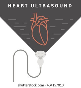 Medical heart ultrasound concept. Sonogram of the human heart in flat style