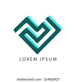 medical heart vector logo. blue colors.