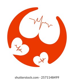 Medical heartbeat icon vector in white shade, emphasizing healthcare, hospitals, and patient health. Heartbeat in white, echoing wellness, hospital care, and medical balance.