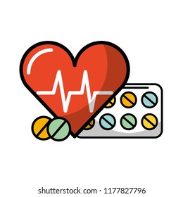 medical heartbeat and medication pills