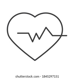 Medical Heartbeat Pulse Rhythm Vector Illustration Line Icon