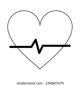 Medical heartbeat symbol isolated in black and white