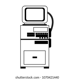 Medical heatbeat machine on black and white