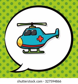 medical helicopter color doodle, speech bubble
