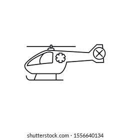 Medical helicopter element in flat simple style