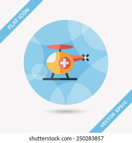 Medical helicopter flat icon with long shadow,eps10