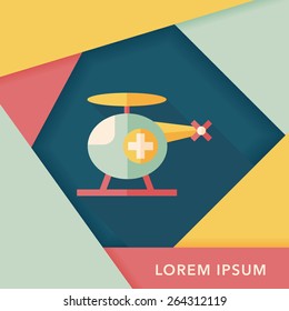 Medical helicopter flat icon with long shadow,eps10