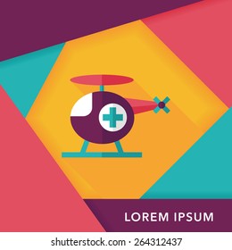 Medical helicopter flat icon with long shadow,eps10
