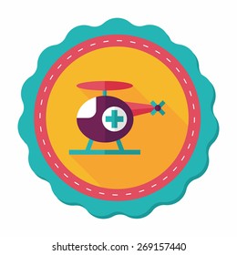 Medical helicopter flat icon with long shadow,eps10