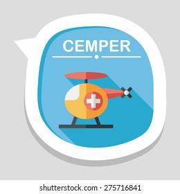 Medical helicopter flat icon with long shadow,eps10