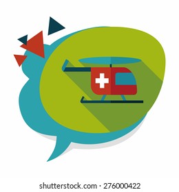 Medical helicopter flat icon with long shadow