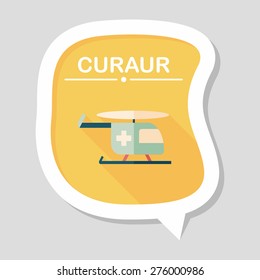 Medical helicopter flat icon with long shadow