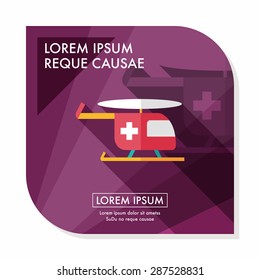 Medical helicopter flat icon with long shadow