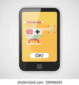 Medical helicopter flat icon with long shadow