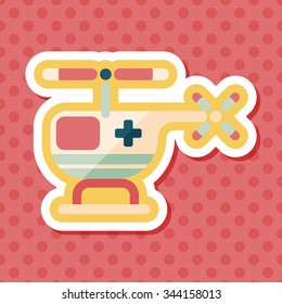 Medical helicopter flat icon with long shadow