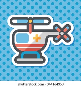 Medical helicopter flat icon with long shadow
