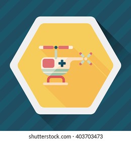 Medical helicopter flat icon with long shadow