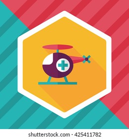 Medical helicopter flat icon with long shadow,eps10