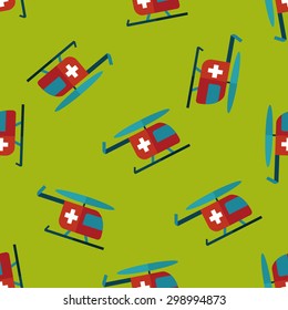 Medical helicopter flat icon seamless pattern background