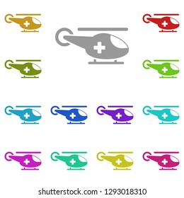 Medical helicopter icon in multi color. Simple glyph, flat vector of Medicine icons for UI and UX, website or mobile application