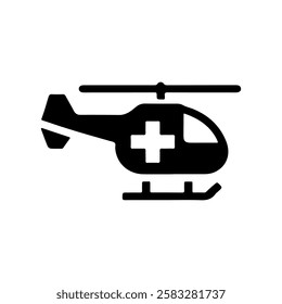 Medical helicopter icon silhouette vector flat illustration design on white background.