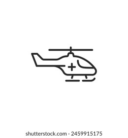 Symbol für medizinische Hubschrauber. Einfaches Symbol, das einen Ambulanzflugzeug für schnelle Notfallreaktion und kritischen Patiententransport darstellt. Ideal für Gesundheitsdienste, Notfall-App. Vektorillustration