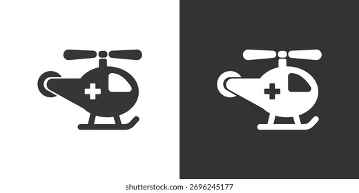 Medical helicopter icon. Solid glyph series icon