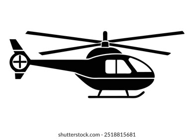 Medical Helicopter Silhouette, Emergency Air Ambulance, Vector Illustration, Medical Rescue, First Aid Helicopter