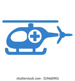 Medical Helicopter vector icon. Style is flat symbol, cobalt color, rounded angles, white background.