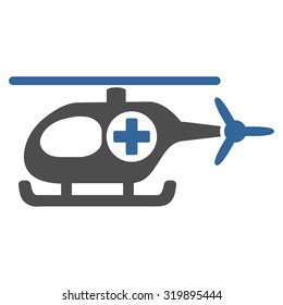 Medical Helicopter vector icon. Style is bicolor flat symbol, cobalt and gray colors, rounded angles, white background.