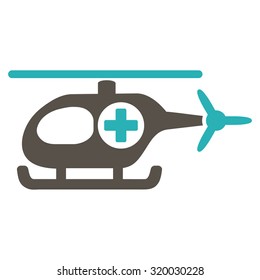 Medical Helicopter vector icon. Style is bicolor flat symbol, grey and cyan colors, rounded angles, white background.