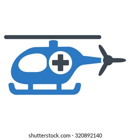 Medical Helicopter vector icon. Style is bicolor flat symbol, smooth blue colors, rounded angles, white background.