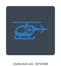 Medical Helicopter vector icon. Style is flat rounded square button, smooth blue colors, white background.
