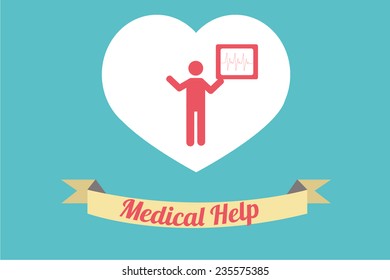 Medical help, Doctor checking a radiograph Illustration over blue colorbackground